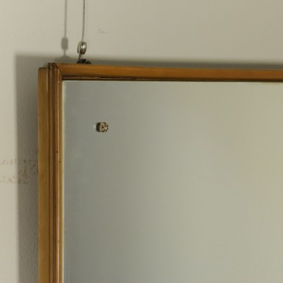 Miroir au Mur Hêtre Verre Miroir Fabriqué en Italie Années 50