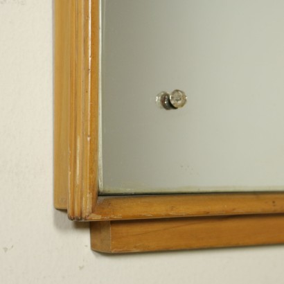 Miroir au Mur Hêtre Verre Miroir Fabriqué en Italie Années 50