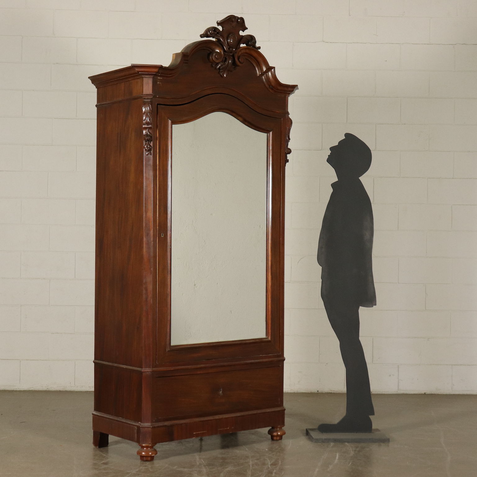 Single Door Wardrobe With Mirror Italy Second Half Of 1800s