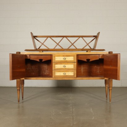 Sideboard with Raised Top Maple and Burl Veneer Italy 1940s-1950s