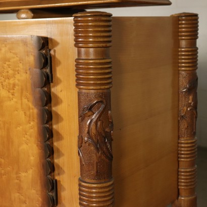 Sideboard with Raised Top Maple and Burl Veneer Italy 1940s-1950s