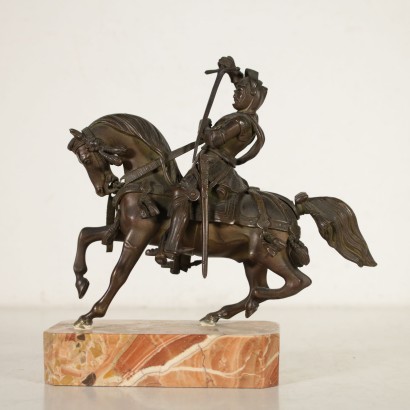 Knight on Horseback Bronze Sculpture Marble Italy Late 19th Century