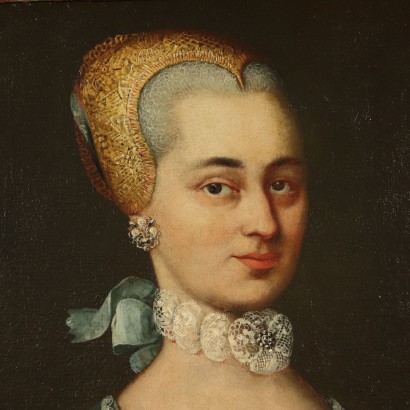 Portrait of Noblewoman Oil Painting 18th Century