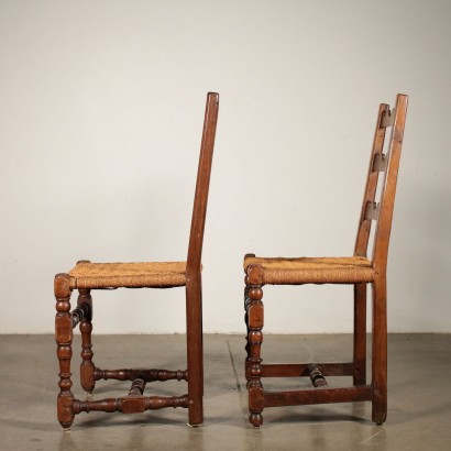 Paire de Chaises Noyer Corde Italie Première moitié '700