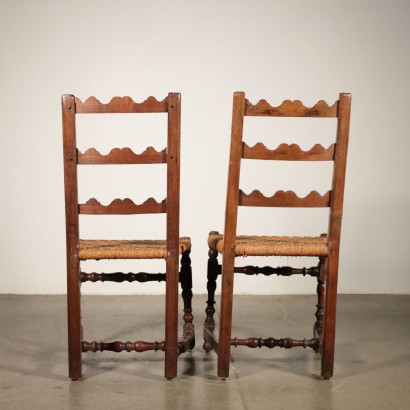 Paire de Chaises Noyer Corde Italie Première moitié '700