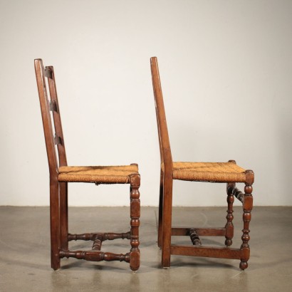 Paire de Chaises Noyer Corde Italie Première moitié '700