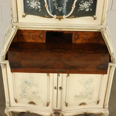 Lacquered Revival Bureau Bookcase Italy Mid 1900s