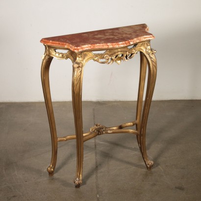 Console Table with Mirror Gilded Wood Italy 20th Century
