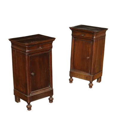 Pair of Nightstands Walnut Italy 19th Century