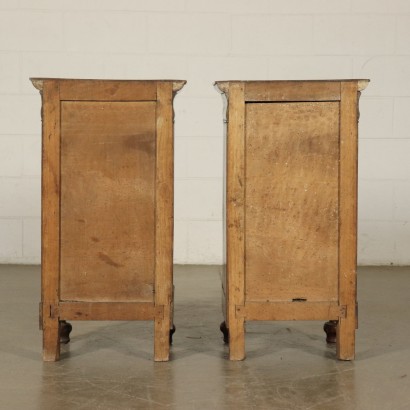 Pair of Nightstands Walnut Italy 19th Century