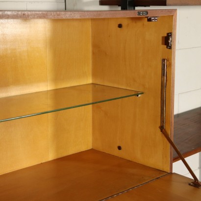 Floor-to-ceiling Bookcase Mahogany Veneer Vintage Italy 1950s-1960s