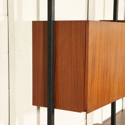 Floor-to-ceiling Bookcase Mahogany Veneer Vintage Italy 1950s-1960s