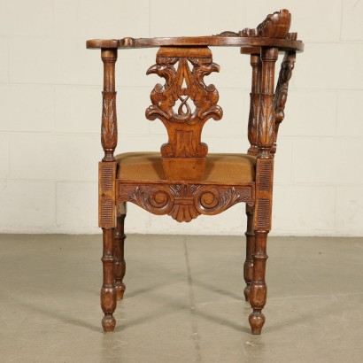 Neo-Renaissance Walnut Chair Italy Early 1900s