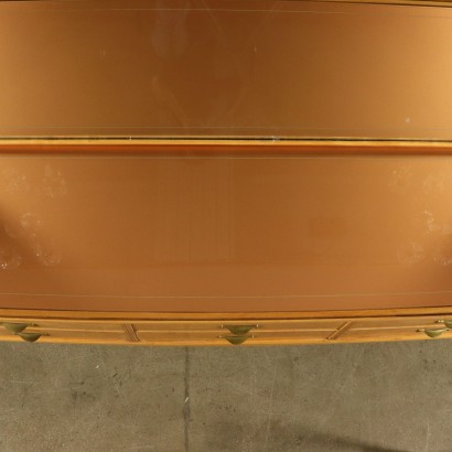 Commode avec Miroir Placage Acajou et Loupe Verre Italie Années 50