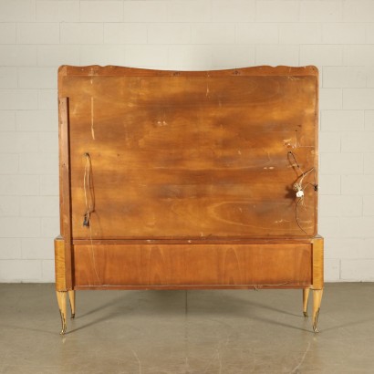 Chest with Mirror Mahogany Burl Veneer Vintage Italy 1950s