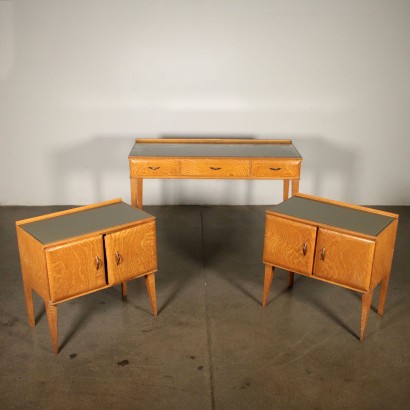 Writing Desk Ash Feather Banded Veneer Vintage Italy 1950s