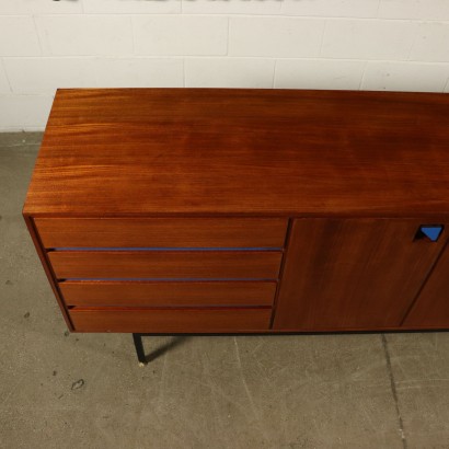 Sideboard Teak Veneer Metal Vintage Italy 1960s