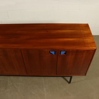 Sideboard Teak Veneer Metal Vintage Italy 1960s