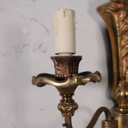 Pair of Sconces Treated Bronze Glass Vintage Italy 20th Century