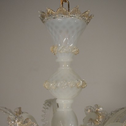 Kronleuchter mit Glasblätter und -blumen Murano Italien 1900