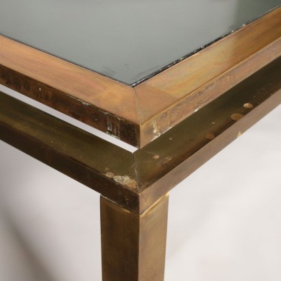 Petite Table Laiton Verre fumé Fabriqué en Italie Années 60