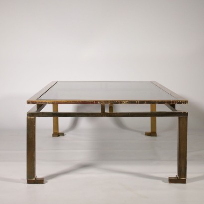 Petite Table Laiton Verre fumé Fabriqué en Italie Années 60