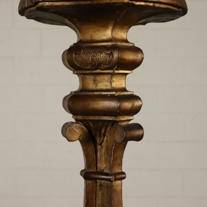 Floor Standing Candle Holders Gilded Wood Italy 20th Century