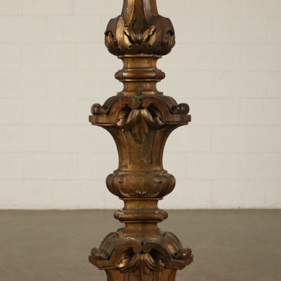 Floor Standing Candle Holders Gilded Wood Italy 20th Century