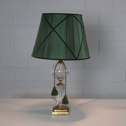 Table Lamp Gilded Metal Glass Italy 20th Century