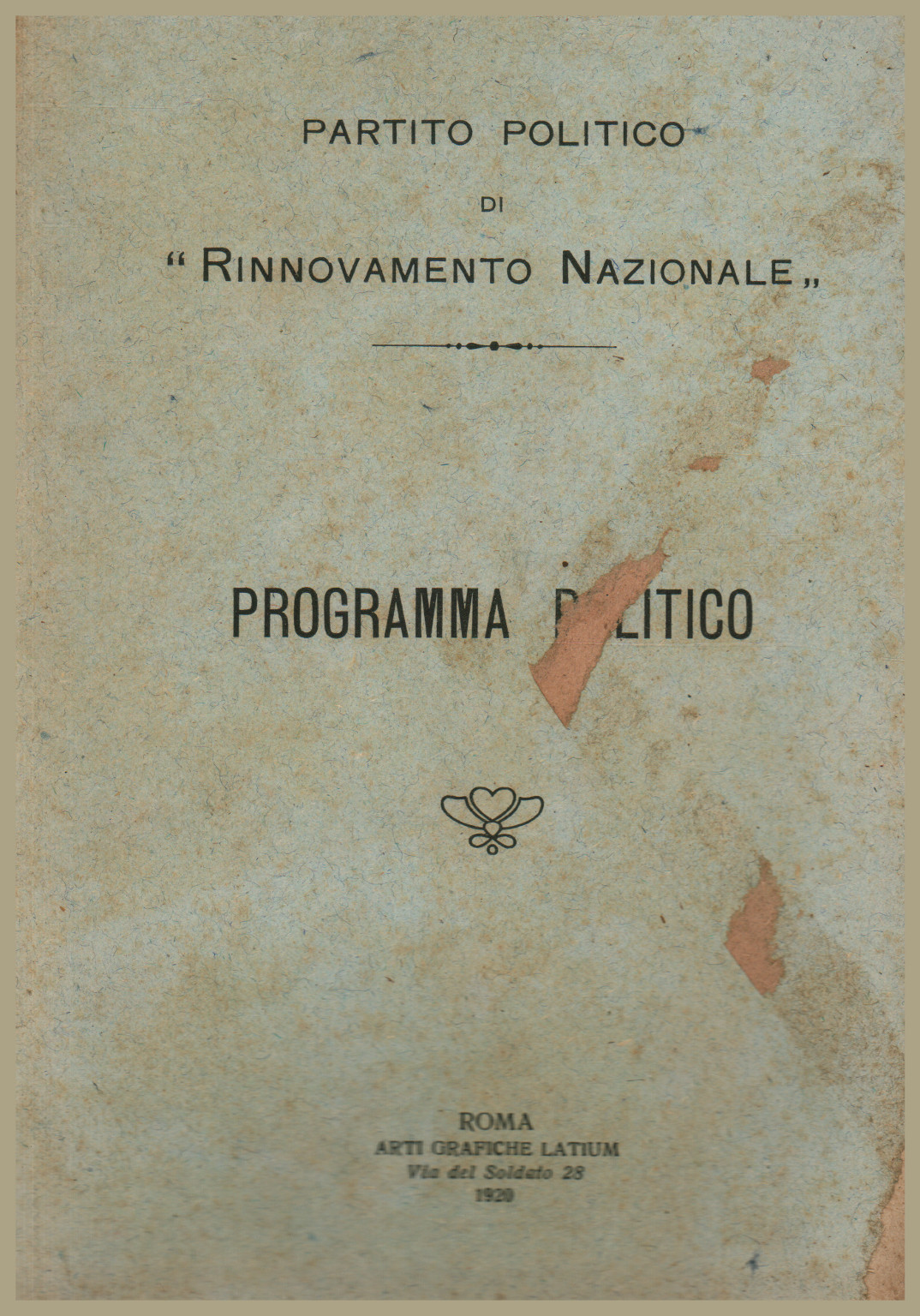 Partito politico di "Rinnovamento Nazionale": Prog, s.a.