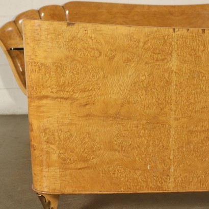 Double Bed Burl Veneer Vintage Italy 1950s