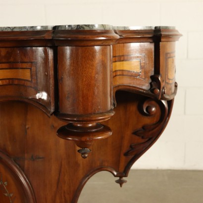 Console Louis Philippe Erable Bois de Rose Marbre Italie Moitié '800