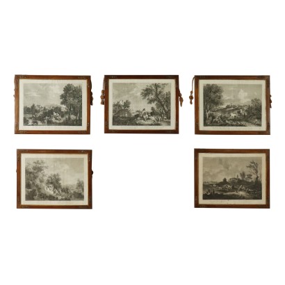 Set of Five Etchings Veneto Italy 18th Century