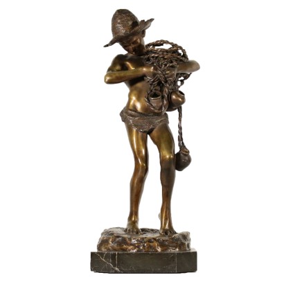 Young Boy with Pots by Achille d'Orsi Sculpture Italy Late 1800s