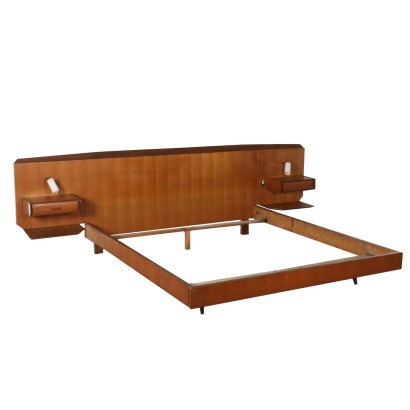 Double Bed Teak Veneer Vintage Italy 1960s