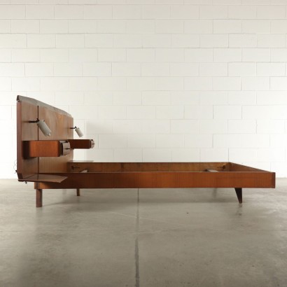 Double Bed Teak Veneer Vintage Italy 1960s