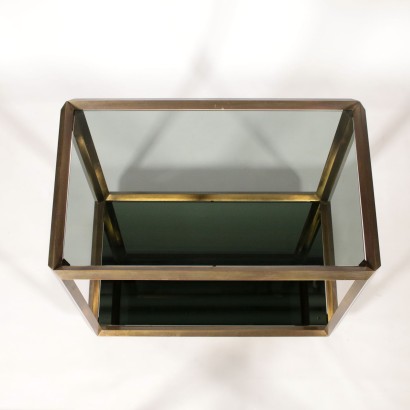 Service Cart Brass Smoked Glass Vintage Italy 1960s-1970s