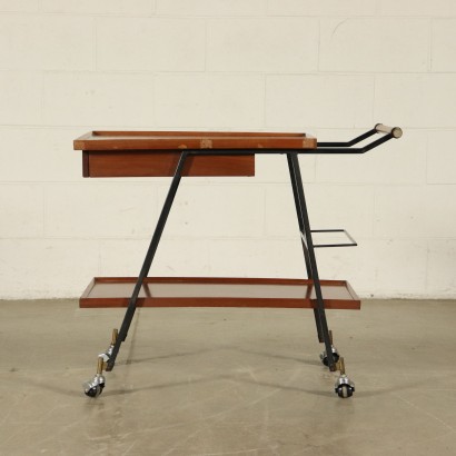 Service Cart Metal Teak Vintage Italy 1960s