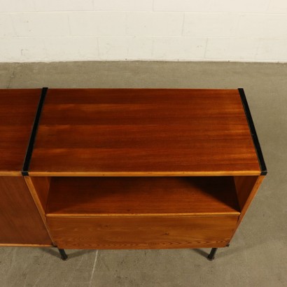 Sideboard Teak Veneer Solid Oak Vintage Italy 1960s