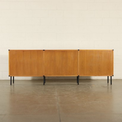 Sideboard Teak Veneer Solid Oak Vintage Italy 1960s