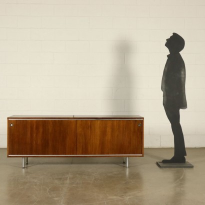 Sideboard by George Nelson Walnut Veneer Vintage Italy 1960s-1970s