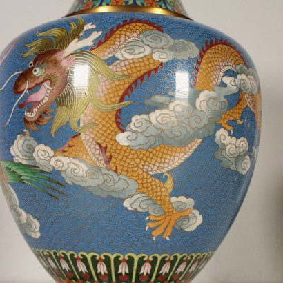 Paar Cloisonné-Vasen aus China 20. Jahrhundert