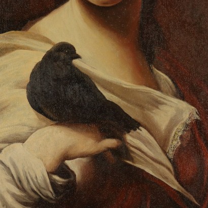 Portrait d'une jeune fille avec raven