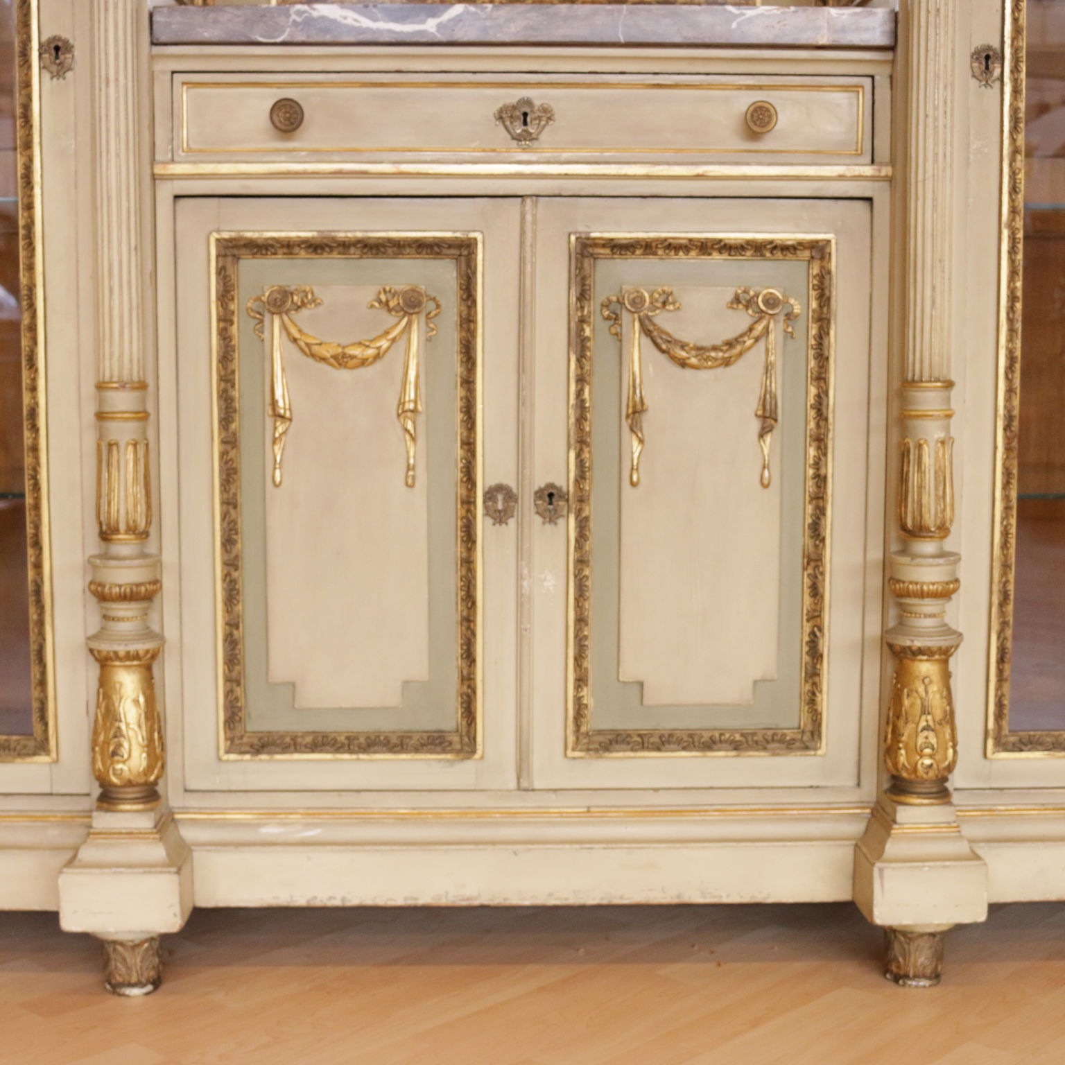 Glass Cabinet Neoclassical Style Solid Walnut Italy 20th Century