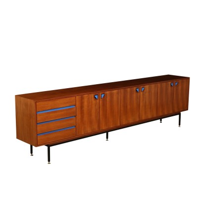 Sideboard Teak Veneer Metal Vintage Italy 1960s