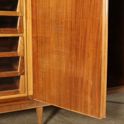 Meuble Armoire Placage de Teck Miroir Laiton Italie Années 60