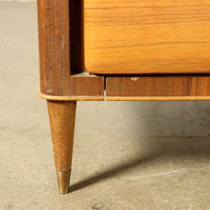 Wardrobe Teak Veneer Mirror Brass Vintage Italy 1960s