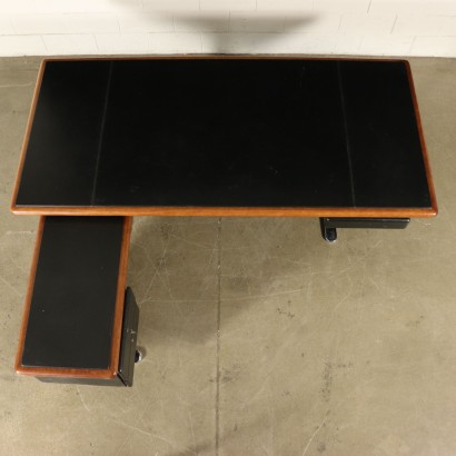 Desk with Dactyl Leather Wood Vintage Italy 1980s