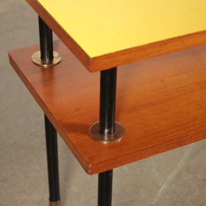 Petite Table Teck recouvert de Formica Métal Laiton Italie Années 60