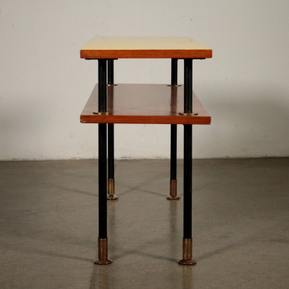 Petite Table Teck recouvert de Formica Métal Laiton Italie Années 60